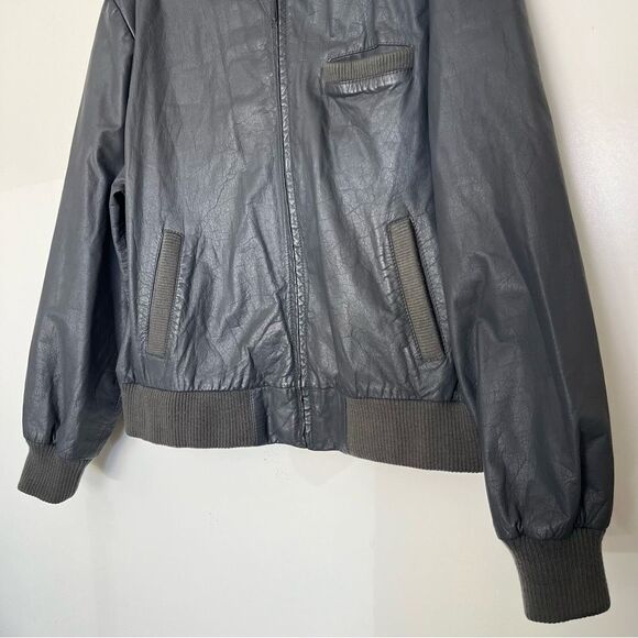 Cooper Vintage Bomber Jacket Gray Leather Flight Aviator Epaulettes Men’s 46 - Picture 5 of 12